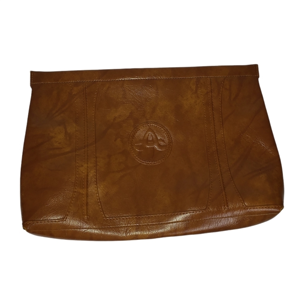 Vintage 1975 American Tourister Brown Faux Leather Laptop Clutch Travel Sleeve
